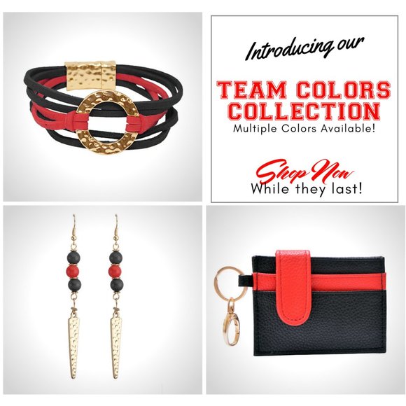 Red and Black Tassel Hoop Earrings - Picture 2 of 11